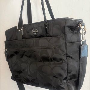 Coach Black Signature Nylon Tote Diaper Bag